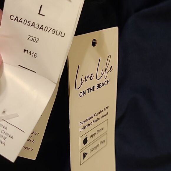 NEW L NAVY BLUE STRETCH WAIST V NECK SEXY FLOWY NAUTICAL DRESS LARGE NWT - Picture 6 of 7